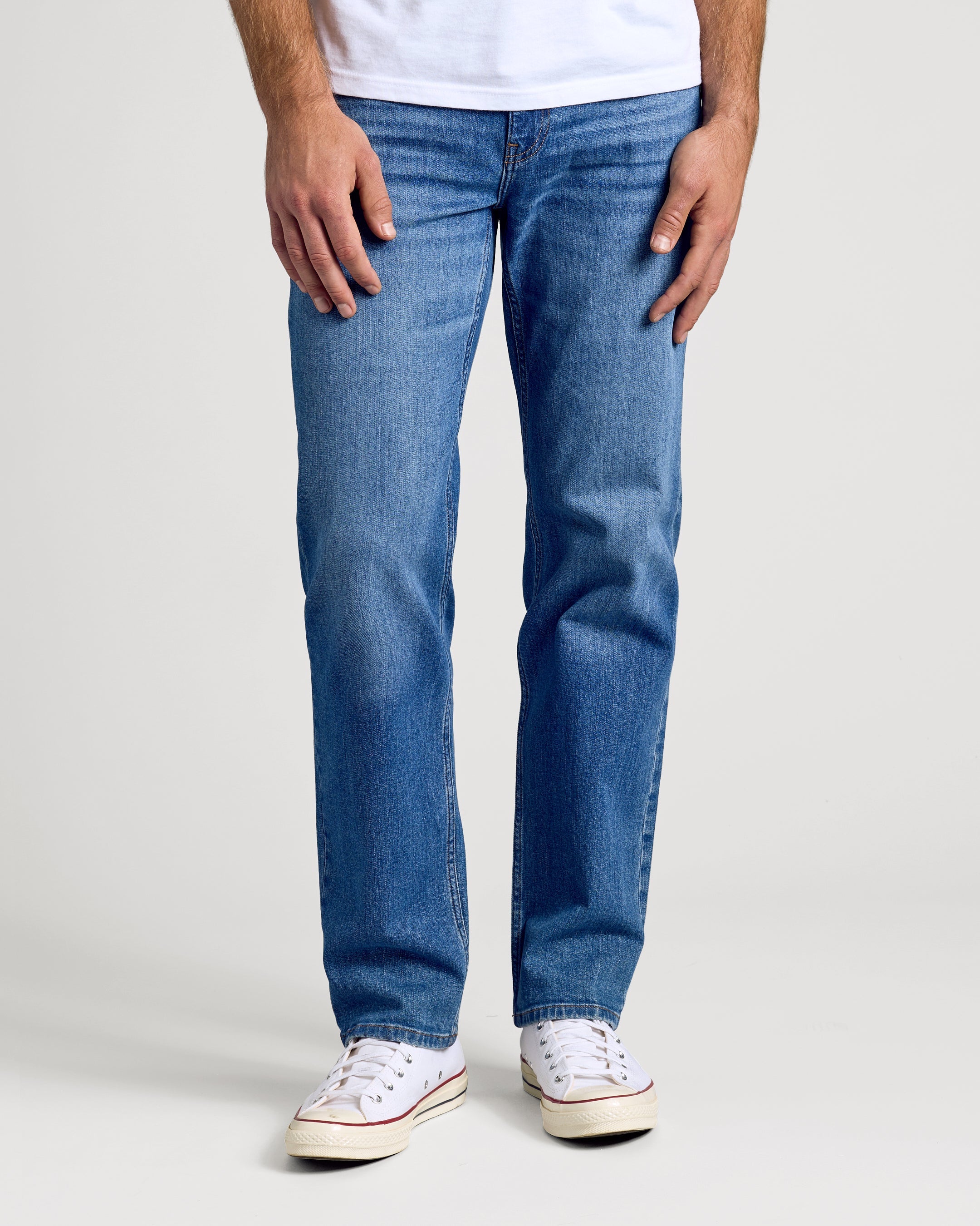 Medium Indigo Wash Straight Authentic Denim Jeans