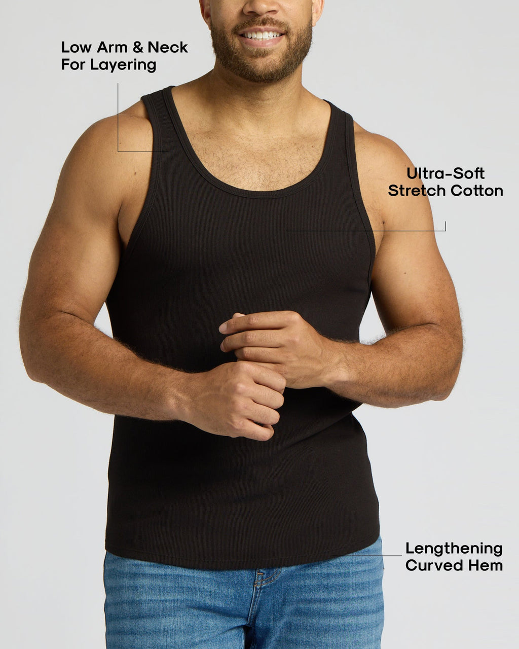 Ribbed Curved Hem Tank 3-Pack