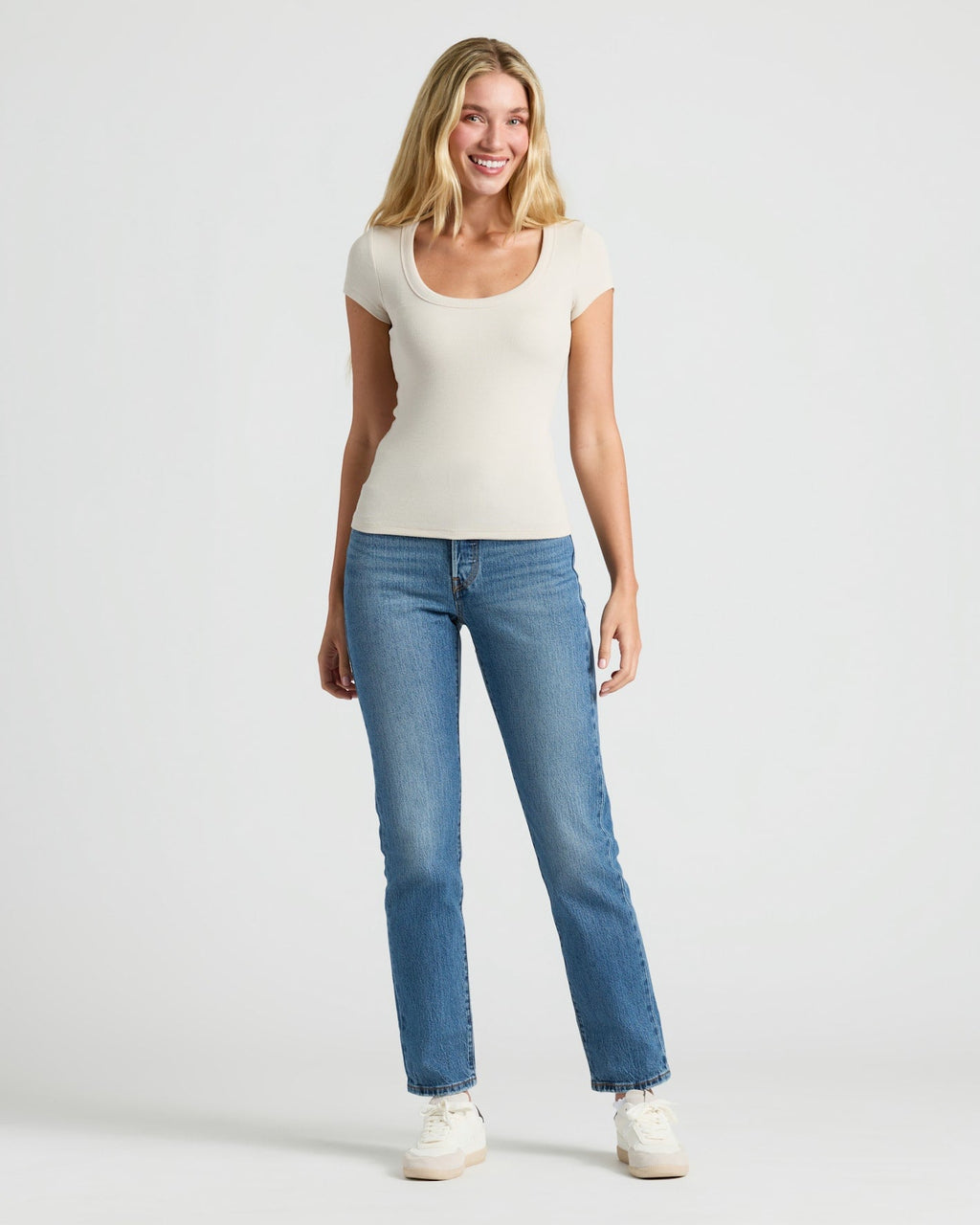 Womens Ribbed U-Neck Tee 6-Pack