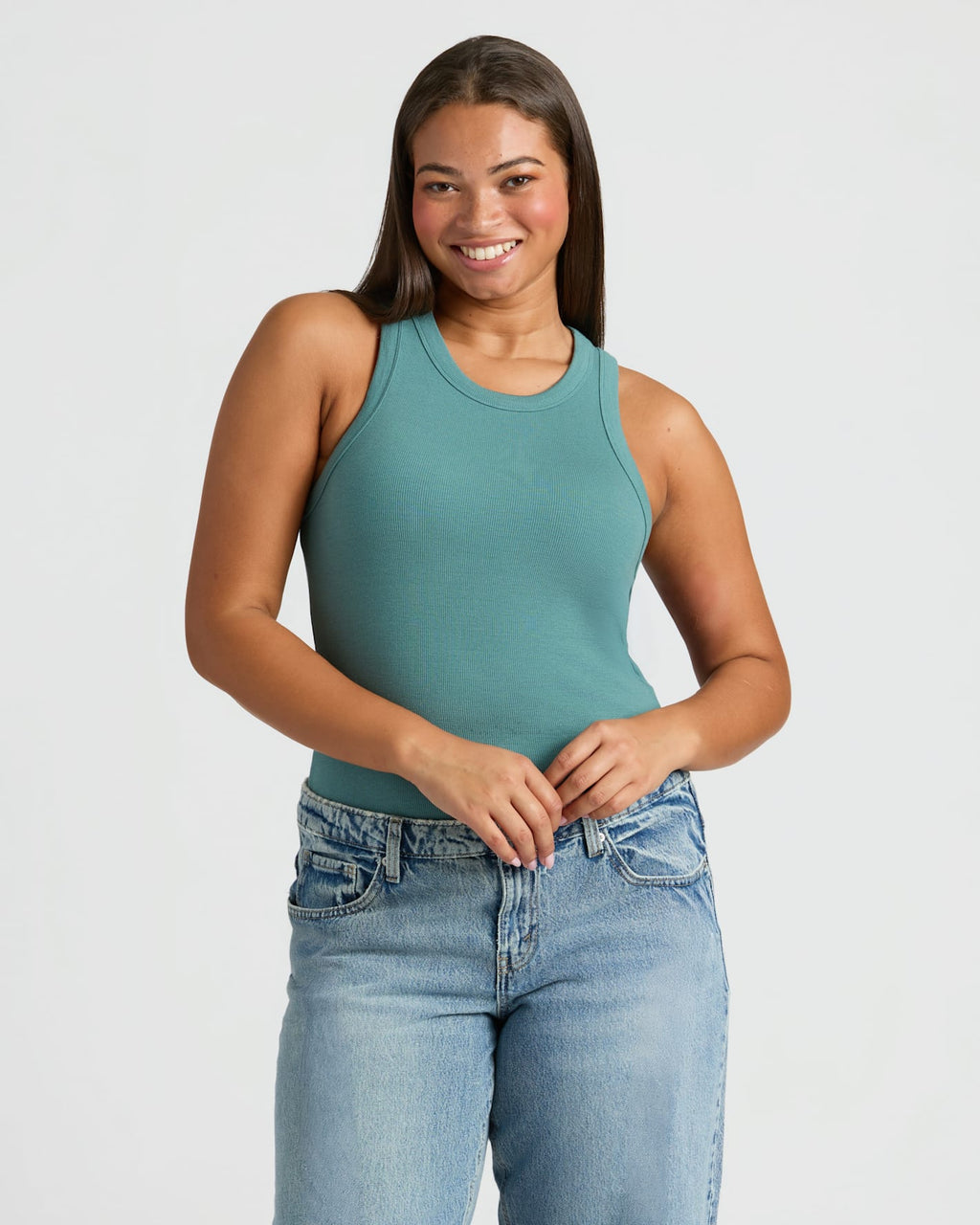 Womens Ribbed High Neck Tank 3-Pack