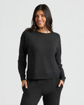 Womens Black Slouch Pullover Crew